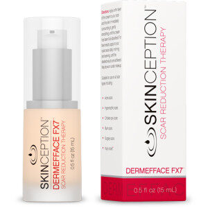 The Dermefface FX7 Scar Reduction Cream, a serum used to enhance the healing of acne scars