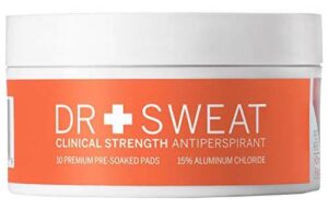 Dr. Sweat Antiperspirant Deodorant Pads for Excessive Sweating Clinical Strength Reduce Sweating for 7 Days, best underarm sweat pads
