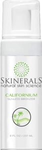 Skinerals Californium Self Tanner Mousse - Sunless Tanning Lotion with Organic and Natural Ingredients for Fake Tan, 8 Oz Bottle, best natural self-tanner, best fake tanning lotion for fair skin