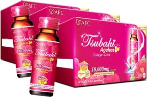 AFC Japan Tsubaki Ageless Beauty Best Collagen Drink from Japan with 10,000mg Marine Collagen Peptides + 500mg Royal Jelly + Hyaluronic Acid + Vitamin Bs & C for Skin Revitalization (1.69fl.ozx10sx3)