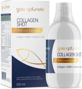 Gaia Naturelle Collagen Shot, Beauty in a Cup. Improves Your Skin, Nails and Hair. Premium Liquid hydrolyzed Marine Collagen peptides Supplement with MSM, Hyaluron, Biotin, Vitamin C, Zinc. Gluten Free & Sugar Free
