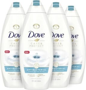 The Dove Body Wash For All Skin Types Antibacterial Body Wash Protects Skin from Dryness, 22 Fl Oz (Pack of 4). Best body wash for removing underarm razor bumps and darkness
